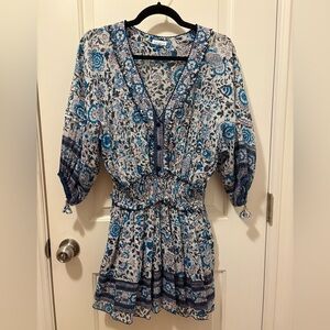 Poupette St. Barth Blue Floral Mini Dress
